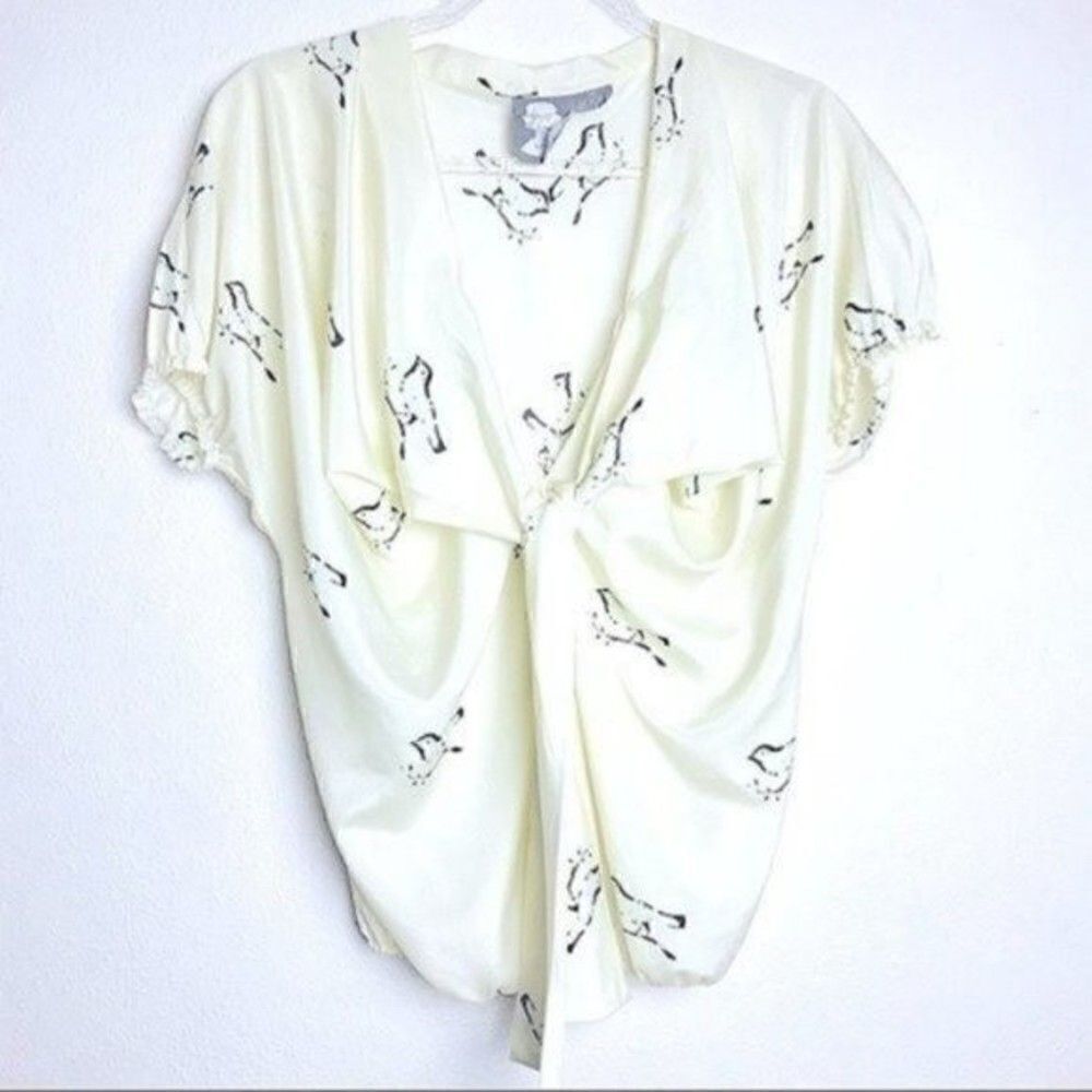 ANTHRO Girls from savoy birds front knot ivory size 2 BoxK